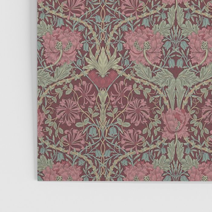 William Morris Honeysuckle & Tulip Burgundy and Sage Poster Gallery Image 3
