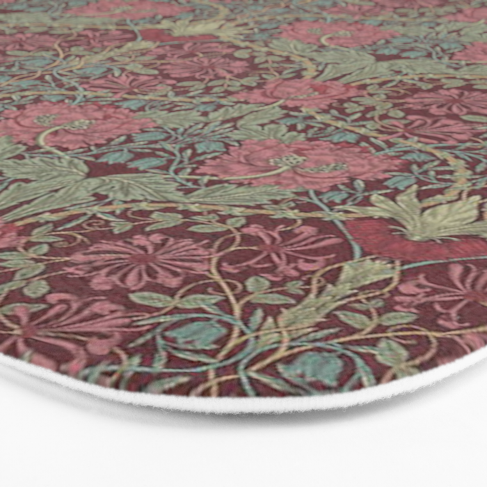 William Morris Honeysuckle & Tulip Burgundy and Sage Bath Mat Gallery Image 3