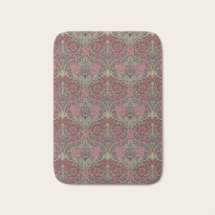 William Morris Honeysuckle & Tulip Burgundy and Sage Bath Mat Gallery Image 1
