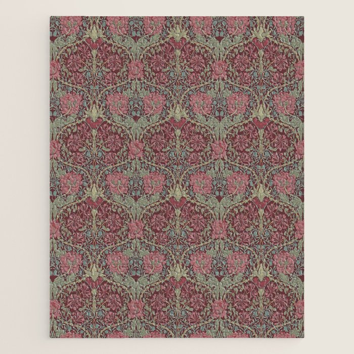 William Morris Honeysuckle & Tulip Burgundy and Sage Jigsaw Puzzle Gallery Image 1