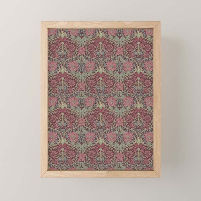 William Morris Honeysuckle & Tulip Burgundy and Sage Mini Art Print Gallery Image 1