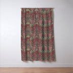 William Morris Honeysuckle & Tulip Burgundy and Sage Window Curtain Gallery Image 3