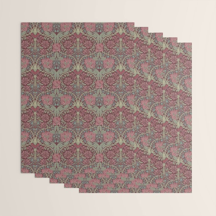 William Morris Honeysuckle & Tulip Burgundy and Sage Wrapping Paper Gallery Image 3