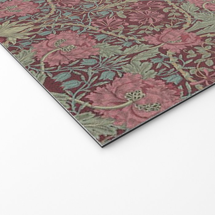 William Morris Honeysuckle & Tulip Burgundy and Sage Welcome Mat Gallery Image 2