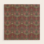 William Morris Honeysuckle & Tulip Burgundy and Sage Wood Wall Art Gallery Image 1