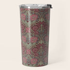 William Morris Honeysuckle & Tulip Burgundy and Sage Travel Mug Gallery Image 2