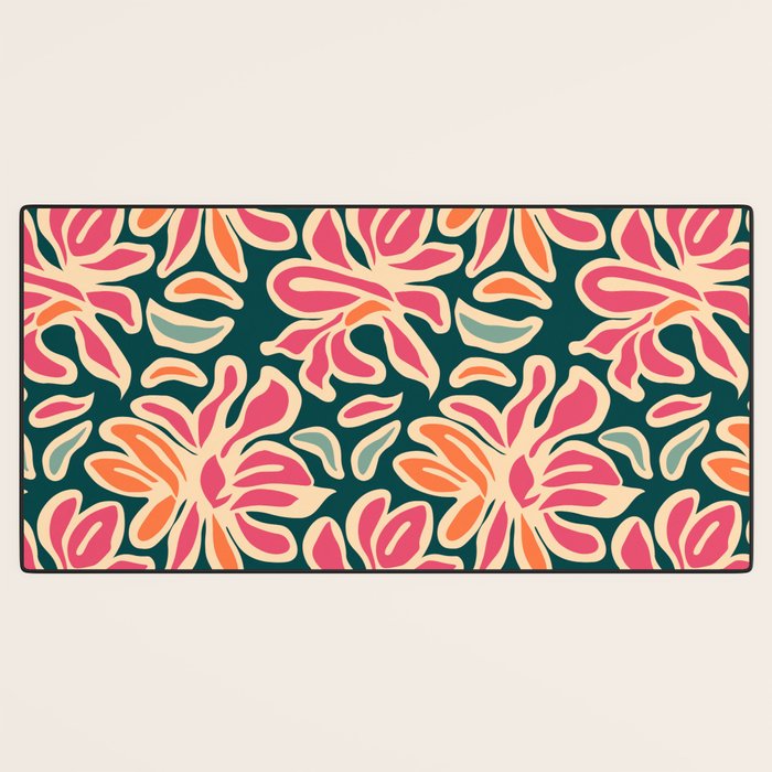 Abstract vintage flower art pattern Desk Mat Gallery Image 3