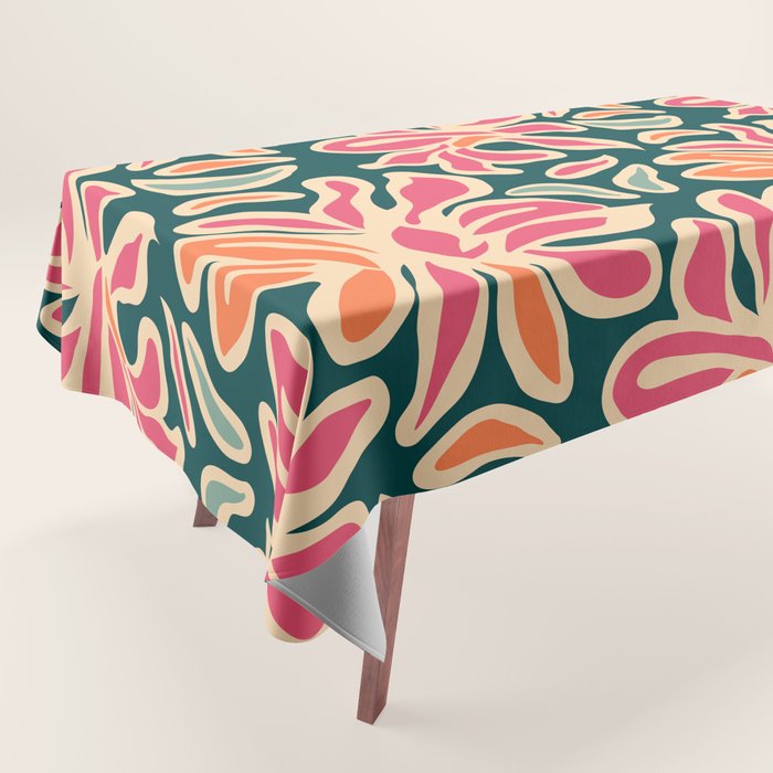 Abstract vintage flower art pattern Tablecloth Gallery Image 1