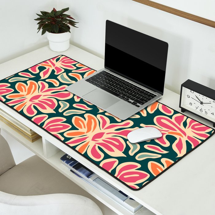 Abstract vintage flower art pattern Desk Mat Gallery Image 2