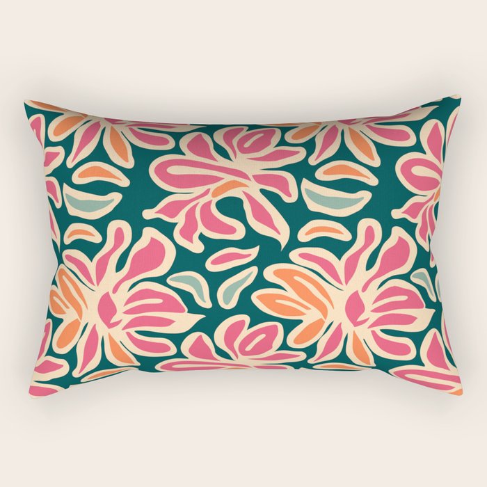 Abstract vintage flower art pattern Rectangular Pillow Gallery Image 2
