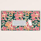 Abstract vintage flower art pattern Desk Mat Gallery Image 1