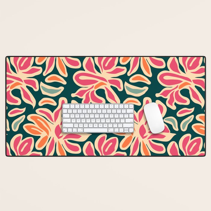 Abstract vintage flower art pattern Desk Mat Gallery Image 1