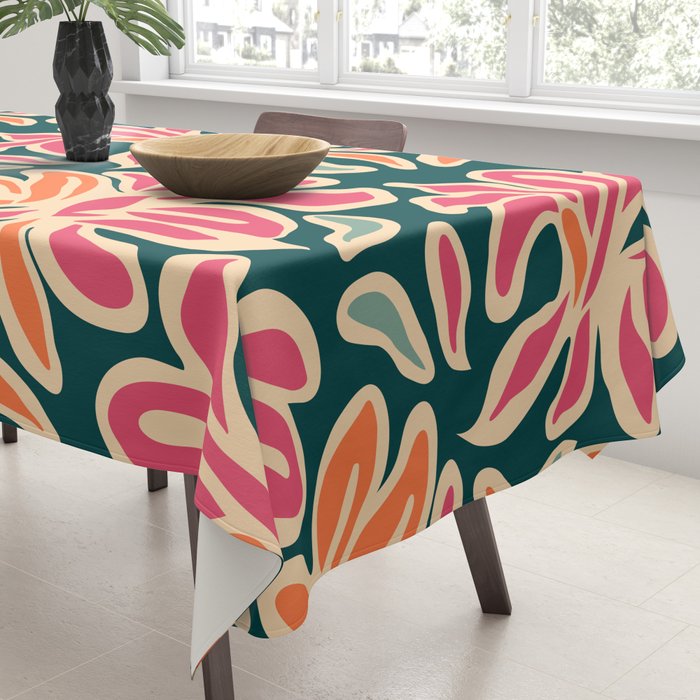 Abstract vintage flower art pattern Tablecloth Gallery Image 3