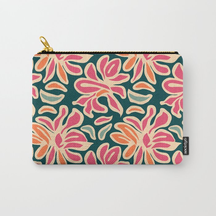 Abstract vintage flower art pattern Carry All Pouch Gallery Image 1
