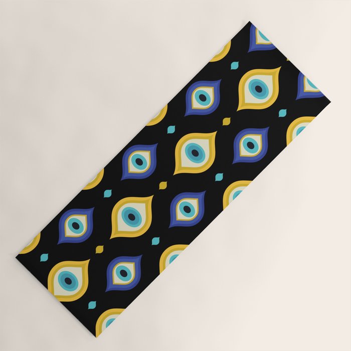 Mystic Evil Eyes on Black Yoga Mat Gallery Image 1