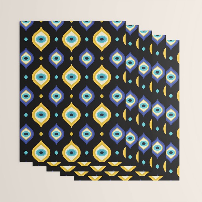 Mystic Evil Eyes on Black Wrapping Paper Gallery Image 3