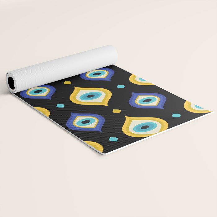 Mystic Evil Eyes on Black Yoga Mat Gallery Image 2