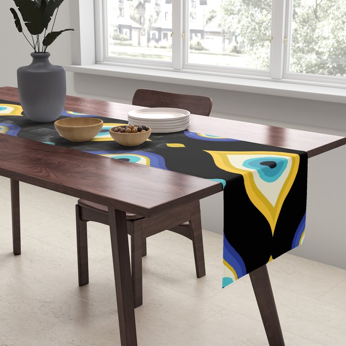 Mystic Evil Eyes on Black Table Runner Gallery Image 2