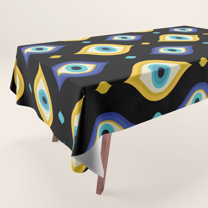 Mystic Evil Eyes on Black Tablecloth Gallery Image 1