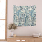 Jungle adventure chalky blue Wall Tapestry Gallery Image 2