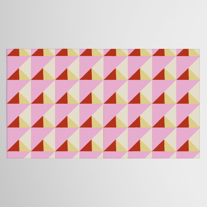 Geometric Triangle Pattern Playful Pink Red and Yellow Abstract Repeat Print Tablecloth Gallery Image 2