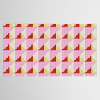 Geometric Triangle Pattern Playful Pink Red and Yellow Abstract Repeat Print Tablecloth Gallery Image 2