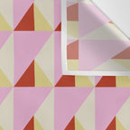Geometric Triangle Pattern Playful Pink Red and Yellow Abstract Repeat Print Wall Tapestry Gallery Image 3