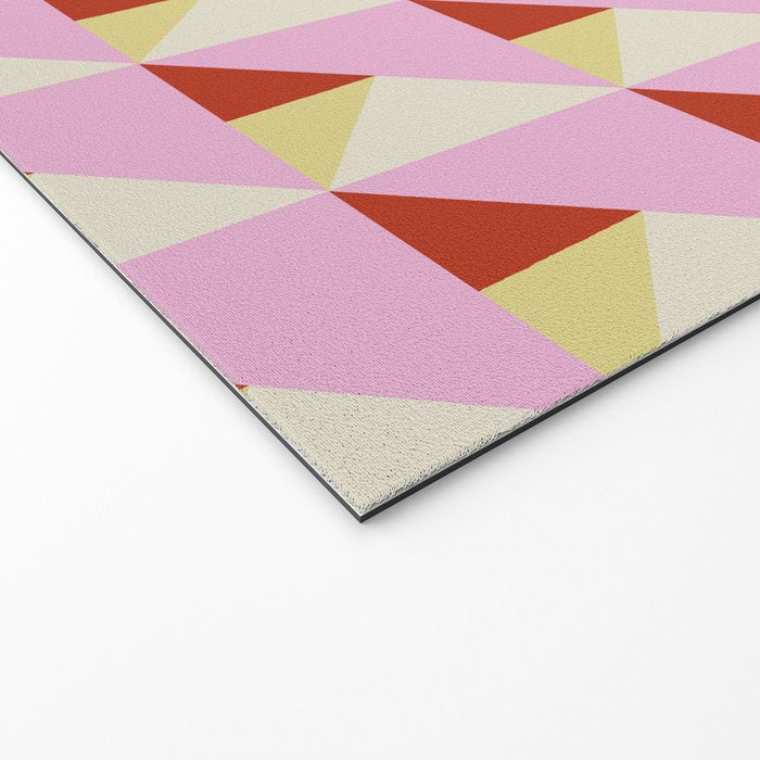 Geometric Triangle Pattern Playful Pink Red and Yellow Abstract Repeat Print Welcome Mat Gallery Image 2