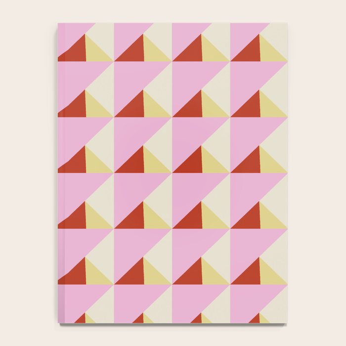 Geometric Triangle Pattern Playful Pink Red and Yellow Abstract Repeat Print Notebook Gallery Image 4