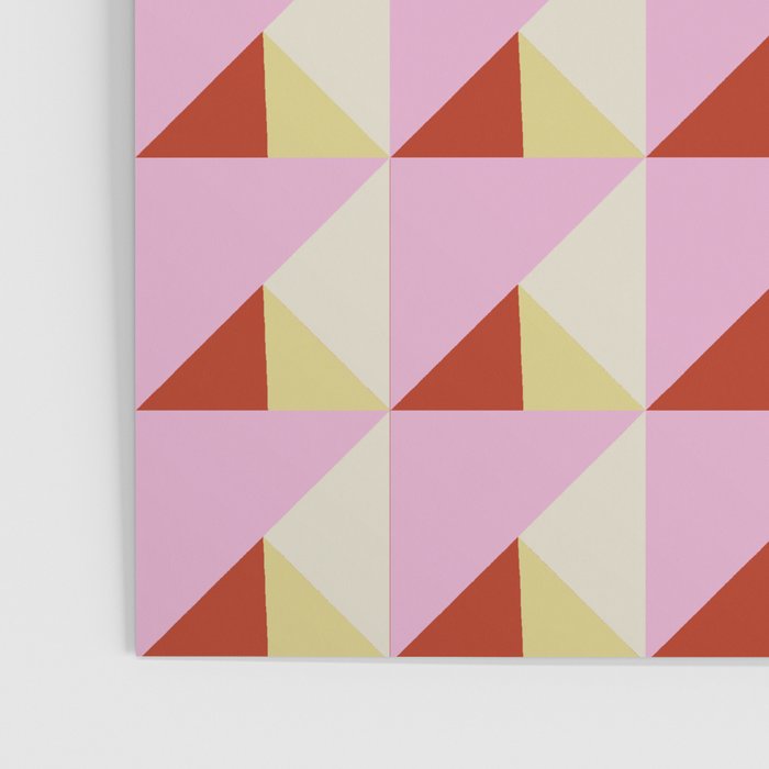 Geometric Triangle Pattern Playful Pink Red and Yellow Abstract Repeat Print Poster Gallery Image 3