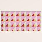 Geometric Triangle Pattern Playful Pink Red and Yellow Abstract Repeat Print Desk Mat Gallery Image 3