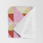 Geometric Triangle Pattern Playful Pink Red and Yellow Abstract Repeat Print Throw Blanket Gallery Image 3