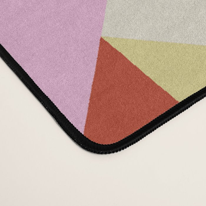 Geometric Triangle Pattern Playful Pink Red and Yellow Abstract Repeat Print Desk Mat Gallery Image 4