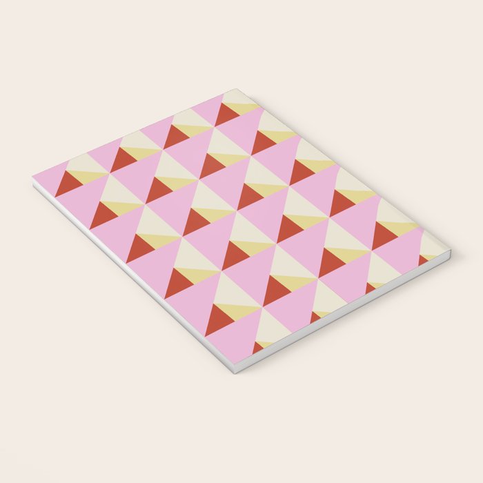 Geometric Triangle Pattern Playful Pink Red and Yellow Abstract Repeat Print Notebook Gallery Image 3