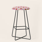 Geometric Triangle Pattern Playful Pink Red and Yellow Abstract Repeat Print Stool Gallery Image 1