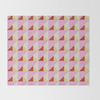 Geometric Triangle Pattern Playful Pink Red and Yellow Abstract Repeat Print Throw Blanket Gallery Image 2
