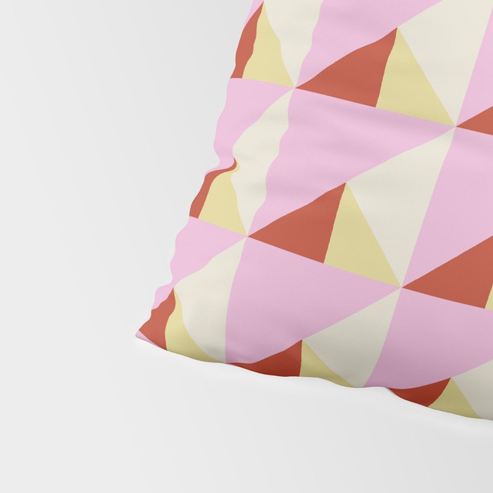Geometric Triangle Pattern Playful Pink Red and Yellow Abstract Repeat Print Pillow Sham Gallery Image 4