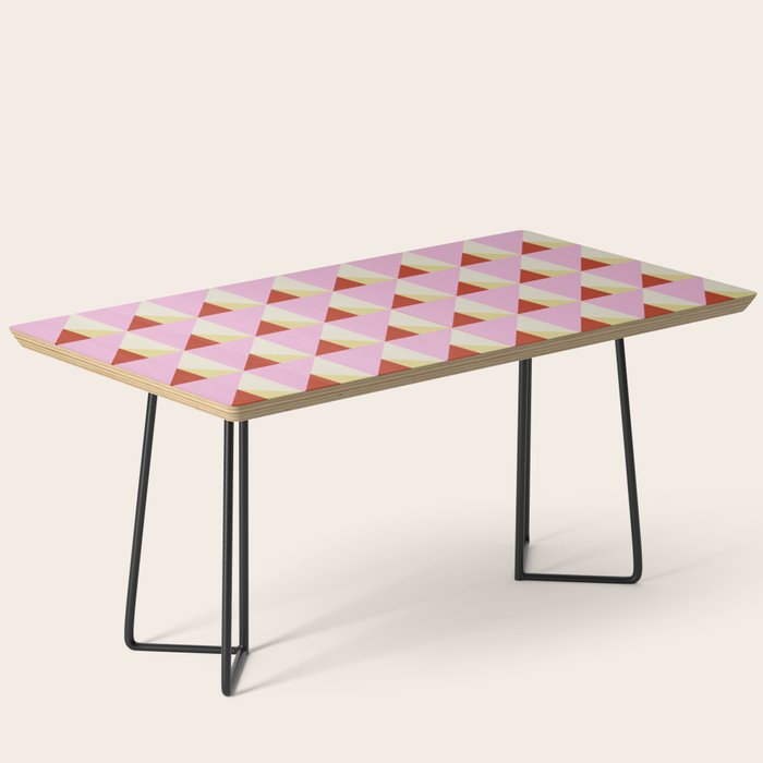 Geometric Triangle Pattern Playful Pink Red and Yellow Abstract Repeat Print Coffee Table Gallery Image 1
