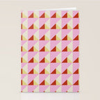 Geometric Triangle Pattern Playful Pink Red and Yellow Abstract Repeat Print Stationery Card Gallery Image 2
