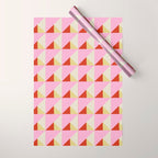 Geometric Triangle Pattern Playful Pink Red and Yellow Abstract Repeat Print Wrapping Paper Gallery Image 1