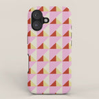 Geometric Triangle Pattern Playful Pink Red and Yellow Abstract Repeat Print iPhone Case Gallery Image 1