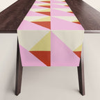 Geometric Triangle Pattern Playful Pink Red and Yellow Abstract Repeat Print Table Runner Gallery Image 1