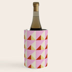 Geometric Triangle Pattern Playful Pink Red and Yellow Abstract Repeat Print Wine Chiller Gallery Image 1