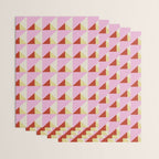 Geometric Triangle Pattern Playful Pink Red and Yellow Abstract Repeat Print Wrapping Paper Gallery Image 3