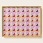 Geometric Triangle Pattern Playful Pink Red and Yellow Abstract Repeat Print Serving Tray Gallery Image 1