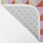 Geometric Triangle Pattern Playful Pink Red and Yellow Abstract Repeat Print Bath Mat Gallery Image 2