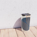 Mid Century Modern Geometric 162 Sun Rainbow abstract in Navy Blue Orange Travel Mug Gallery Image 4