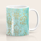 Mermaid Gold Aqua Seafoam Damask Coffee Mug Gallery Image 1