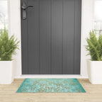 Mermaid Gold Aqua Seafoam Damask Welcome Mat Gallery Image 3