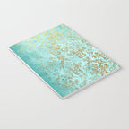 Mermaid Gold Aqua Seafoam Damask Notebook Gallery Image 3